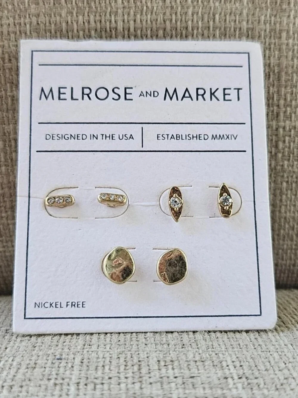 Melrose And Market Earrings Stud Fashion Ear Jewelry Set of 3 Earrings NWT